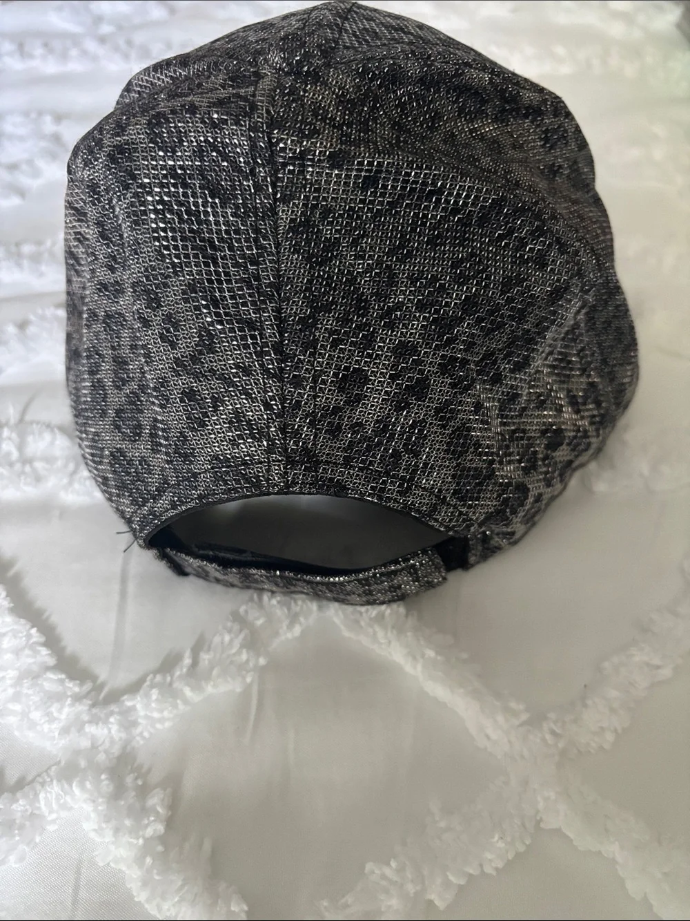 Rhinestone Trim Leopard Print Baseball Cap - Black